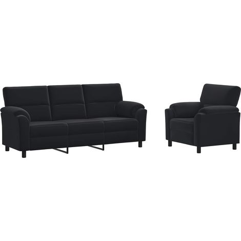 Set di divani 2 pcs Nero Velluto vidaXL