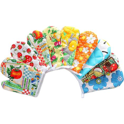 Gants de four en polyester-coton imprimés, design avec cordon, pour cuisine et micro-ondes (1/5)