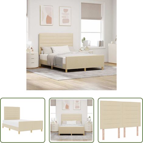 Stoffbett - Bettgestell mit Kopfteil Creme 140 x 200 cm Stoff (1/5)