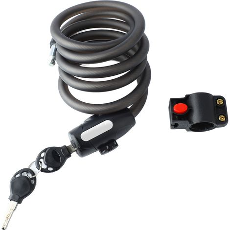 Câble antivol en acier pour vélo et moto avec support et clés, sécurisé pour VTT et cyclisme urbain. (1/5)