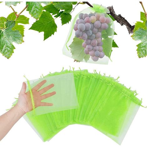 30 Pices Sac De Protection De Grappes De Raisin, 30x40 Cm, Couleur: Vert, Avec Cordon, Donne Protection Totale Contre Les Gupes, Les Oiseaux, Matr (1/5)