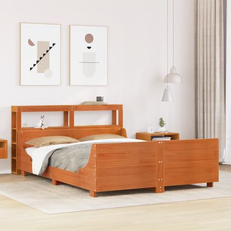 Bed Frame without Mattress Wax Brown 120x190 cm Small Double Solid Wood Pine vidaXL (1/5)