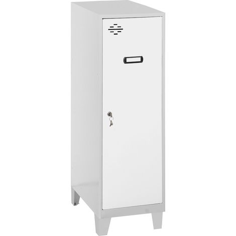 SimonRack Armadietto Spogliatoio Metallico Piccolo, 1015x300x500 mm, Armadietto con Chiave, Grigio/Bianco - Simonlocker