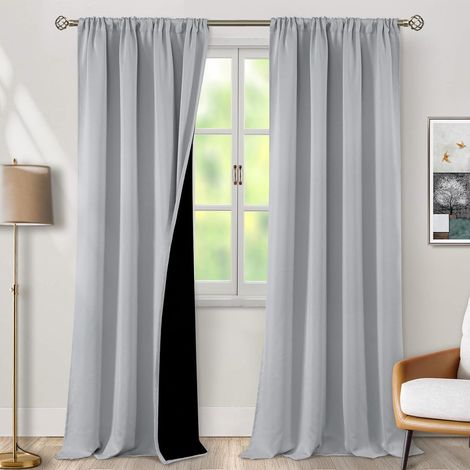 Lot de 2 Occultants 100% Rideaux Passe-Tringle 132x241 cm - Privacy et Confort, pour Studio ou Bureau (1/5)