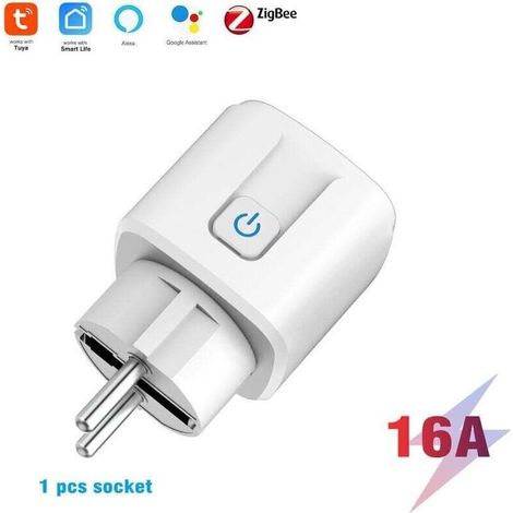 Prise intelligente française 16 A Zigbee avec suivi énergétique, compatible Google Assistant, Alexa et Yandex Station (1/4)