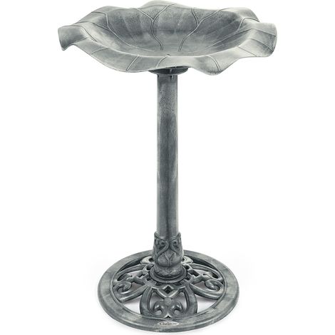 Resin Leaf Bird Bath - Grey