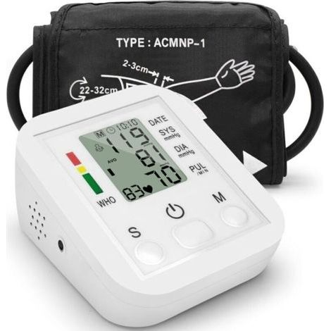 Tensiomètre électronique Portable. Type brassard domestique. sphygmomanomètre avec écran LCD. mesure précise (1/3)