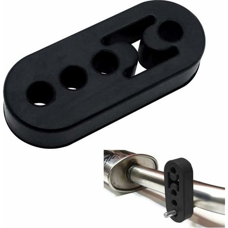 2 Pièces Support d'Échappement en Caoutchouc Noir Remplacement Universel d'Installation de Bague avec 4 Trous de 12mm pour Suspention de Tuyau d'Échappement ou d’Autres Pièces