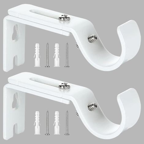 Supports de tringle à rideaux réglables blancs, supports muraux réglables, support de tringle à rideaux (1/5)