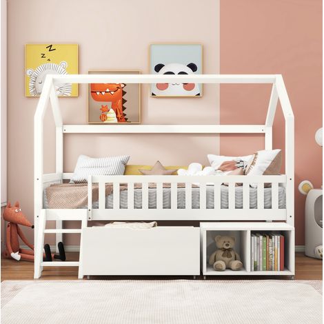 Cama infantil con almacenaje madera maciza 90x200 OKMYHOME (1/5)