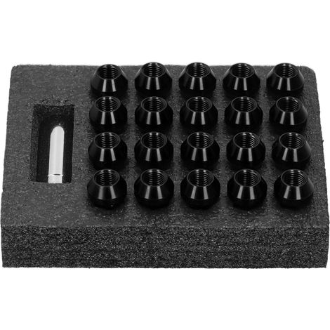 20 écrous antivol traversants en alliage d'aluminium 7075-T6, filetage M14x1,5, hauteur 50,8 mm (2 pouces), noirs (1/5)