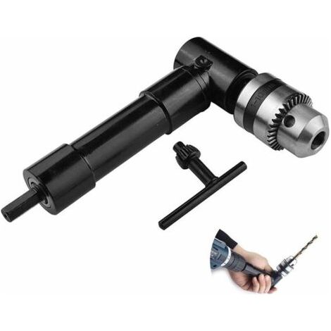 Rechtwinkliger Bohreraufsatz, 1500 U/min 3/8 90 Grad Aluminiumkopf Bohrfutter-Schlüsseladapter 8 mm Sechskantschaft Für Elektrowerkzeugzubehör (1/5)