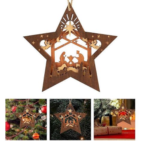 Décoration de Noël en forme d'étoile à suspendre au sapin, pour décorer la maison et les fêtes. (1/4)