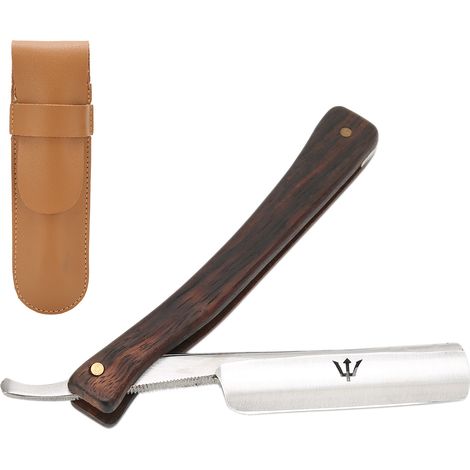 Porte-lames de rasoir manuel pour homme, pliable, avec étui de rangement en cuir PU (1/5)