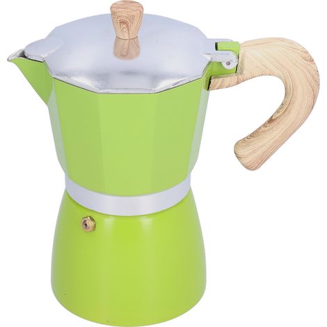 Cafetière italienne 300 ml, compatible avec cuisinières à gaz, à éthanol et fours électrothermiques (verte)