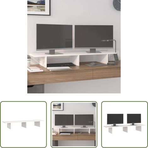 vidaXL Support moniteur - Support de moniteur Blanc 100x27x15 cm Bois de pin solide (1/5)