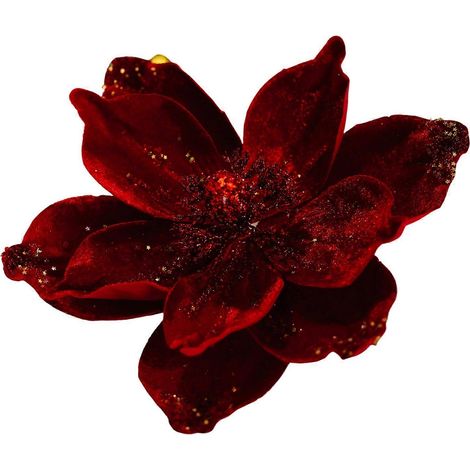 Funkelnder Weihnachtsstern mit Stiel, handgefertigter Christbaumschmuck, elegante rote Zierblume (1/5)