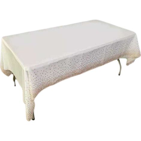 Tovaglia in lamina metallica bianca con pois oro rosa 137x274 cm (1/2)