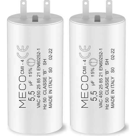 Lot de 2 Condensateurs 5,5 uF pour Moteur de Volet Roulant Somfy  Durée de Vie 10 000 Heures  Condensateur Cylindrique Meco (1/2)