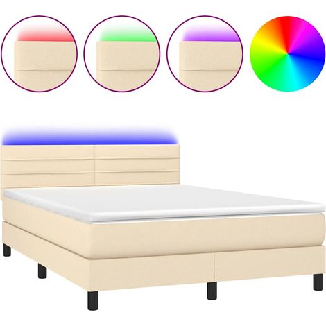 Maison Exclusive - Boxspringbett mit Matratze & LED Creme 140x200 (1/5)