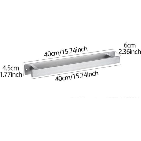 Porte Serviette sans Perçage Salle de Bain, Support Serviette Mural en Acier Inoxydable pour Cuisine Lavabo Toilette, 40CM (1/4)