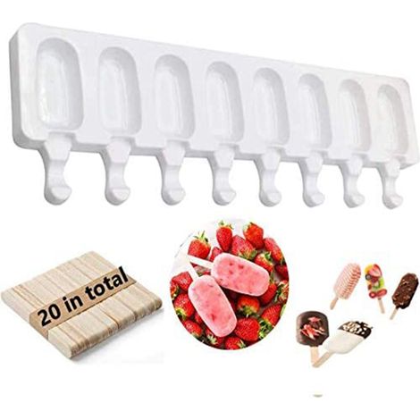 moldes para paletas heladas, silicona sin BPA, 20 rejillas de madera, aptos para refrigerador y horno, para uso doméstico. (1/5)