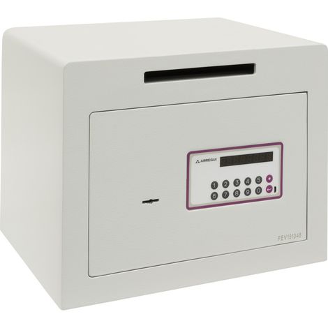 ARREGUI Forma Evolution Caja fuerte con llave y codigo, Caja de seguridad, apertura con teclado y llave, Caja fuerte electronica doble seguridad M Ranura : 30 x 38,5 x 30 cm, 27L (ref 150040-SL)