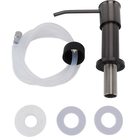 Dispensador de jabón de cocina – dispensador de sobremesa fabricado en acero inoxidable 304 con tubo de extensión de 100 cm – Gris (1/5)
