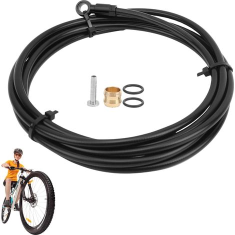 Tuyau de Frein Hydraulique pour Vélo, 2 m Tube de Tuyau de Frein à Disque Hydraulique 10000PSI Haute Pression pour Vélos de Montagne (Noir) (1/5)