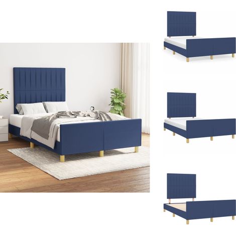 Bettgestell ohne Matratze Blau 120x200 cm Stoff - Bettes - Schlafzimmermöbel - Boxspringbetten - Lattenrost - Doppelbett (1/5)