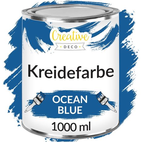 Creative Deco Kreidefarbe Ozeanblau 1L Matt und Abwaschbar für Holzmöbel