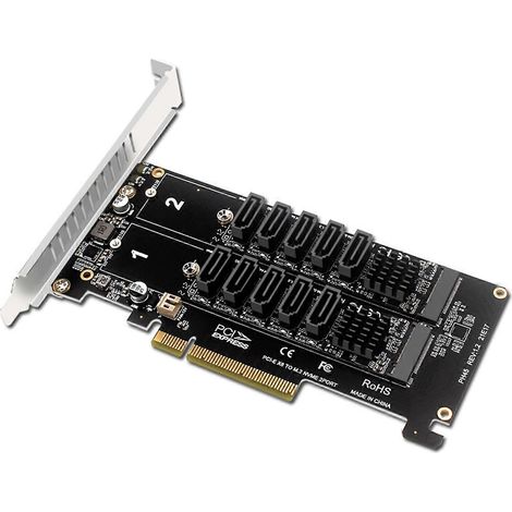 10-Port NVMe PCIe-Adapter 2 für M.2 NVMe SSD zu PCI-E x8 5x6 Gbit/s Array für RAID (1/5)