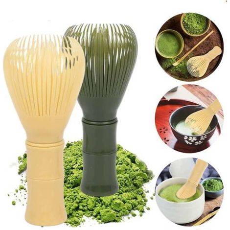 Set di 2 fruste in resina per tè verde matcha in polvere, fruste riutilizzabili (giallo + verde) (1/4)