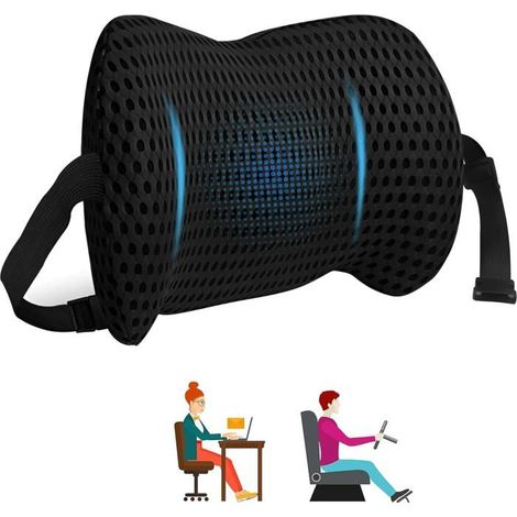 1 coussin lombaire ergonomique, soutien dorsal en mousse à mémoire de forme, pour chaise de bureau et travail prolongé (1/5)