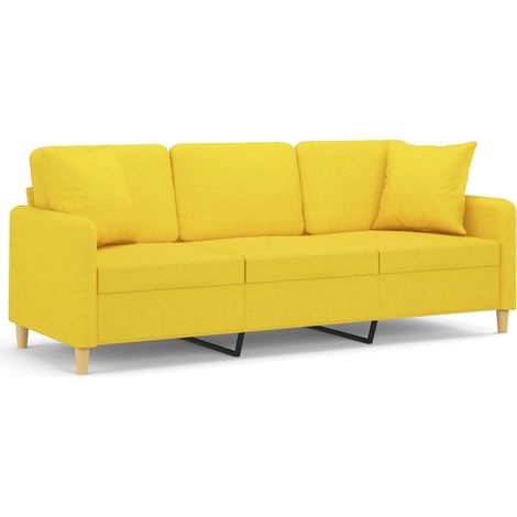 Maison Exclusive - Divano a 3 Posti con Cuscini Giallo Chiaro 180 cm in Tessuto