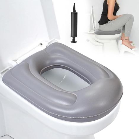 Cojín inflable para asiento de inodoro con ventosa, funda para asiento de inodoro ajustable en altura, impermeable, funda para asiento de inodoro para (1/5)
