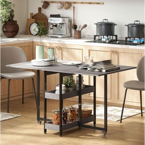 Table extensible grise 2 à 4 personnes avec 2 rangements, 133,4 x 80 x 75 cm (1/5)