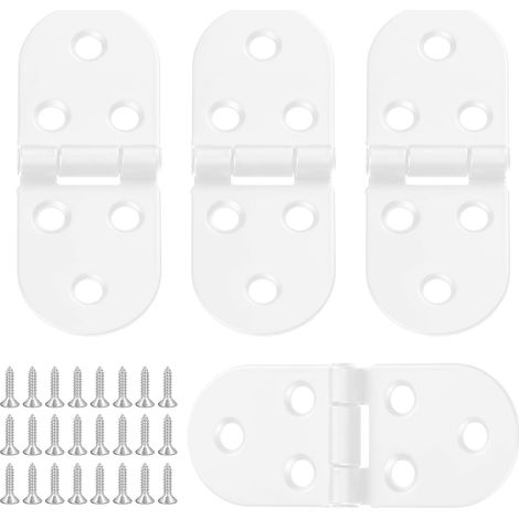 Lot de 4 Charnières de Table Pliantes, Charnière 180 degrés, Charnières Rondes Avec Vis, Charnière Plate Connecteur Montage de Meubles en Pliant Flip Pliable pour Armoires, Placards (Blanc) (1/5)