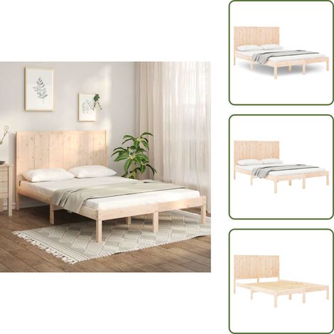 The Living Store Massivholzbett ohne Matratze 120x200 cm Kiefernholz - Kiefernholz