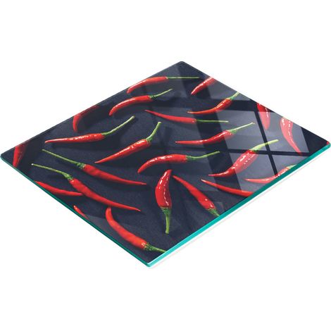 Vassoio da cucina in vetro con grafica a forma di peperoncino, 60x52 cm (1/5)
