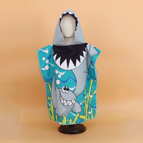 Serviette de bain bébé douce, capuche absorbante, séchage rapide, coton, unisexe, enfants, requin, 60x120cm (1/5)