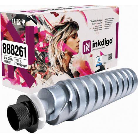 Tóner Inkdigo 888261 compatible con Ricoh Aficio 1515 MP161 1515hp 1515F con certificación TÜV. (1/5)