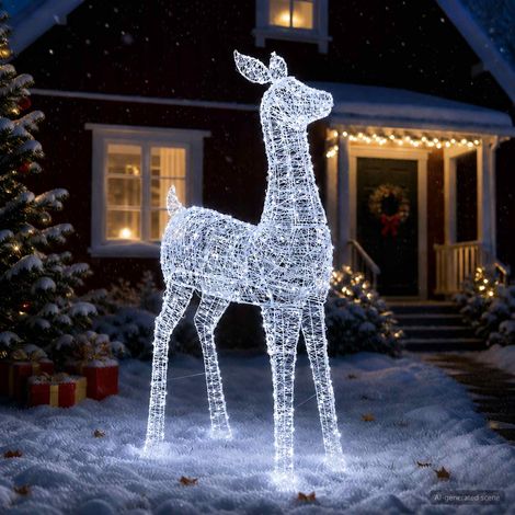 vidaXL Reno de Navidad LED LOVIISA 900 LED Blanco 122 x 56 x 215 cm (1/5)