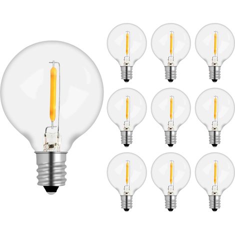 Ampoules de rechange G40 E12 1W AC220-230V verre blanc chaud lot de 3 pour guirlande lumineuse intérieure extérieure terrasse (1/5)