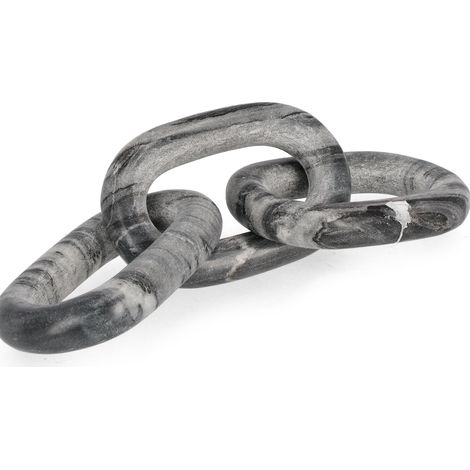 Decorazione kandy catena 3 a per uso decorativo realizzato in marmo -36.25 x 10 x h 10cm / 3 anelli / Grigio (1/3)
