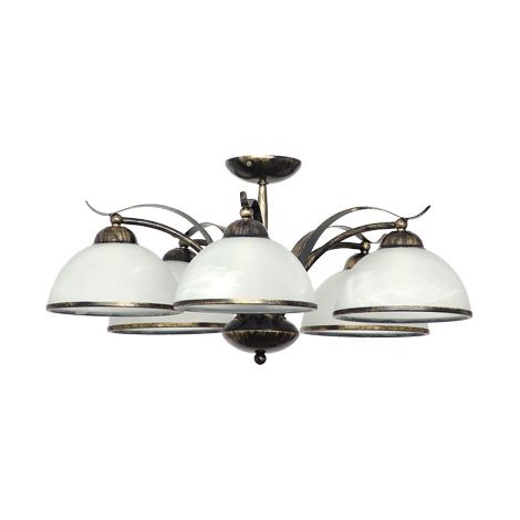 Lampada da soffitto con bracci Lampadario dal design Libery in ottone antico a 5 Punti luce ideale per salotto