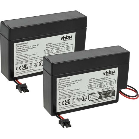 vhbw 2x Akku Ersatz für Powersonic PS-1208 für (800mAh, 12V, AGM, AMP Stecker)
