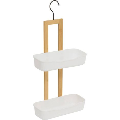 Mensola per doccia natureo a 2 livelli in legno e bianco - 5five