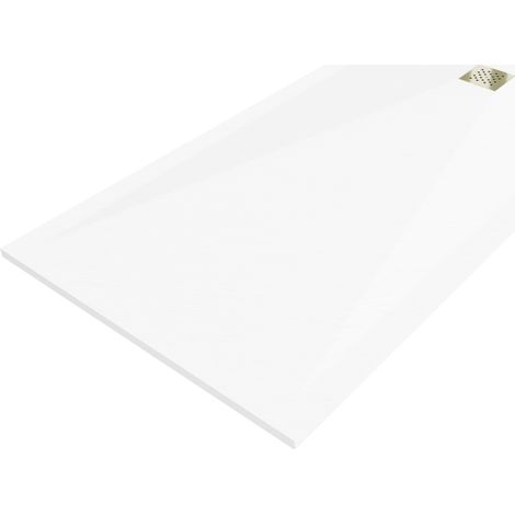 Mexen Stone+ baignoire composite rectangulaire 180 x 70 cm, blanc, couvercle doré - 44107018-G (1/5)