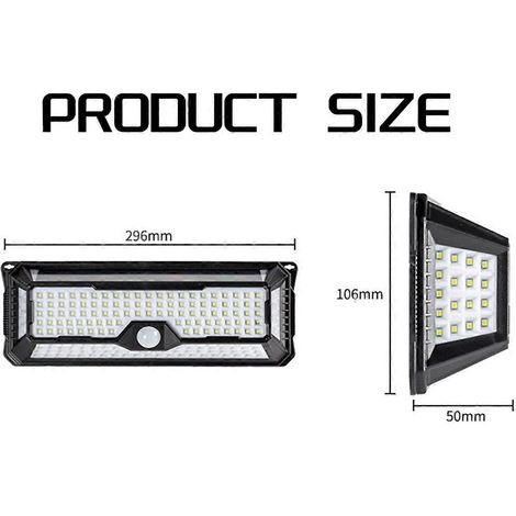 Solar-Außenleuchten, 4000 lm, 202 LEDs, Bewegungsmelder mit 4 Weitwinkel-LEDs